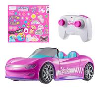 Barbie Hot Wheels RC Toy Car Remote-Control Pink Convertible Can Hold 2 Fashion Dolls & Trunk Opens for Storage Sticker Sheet for Customizing