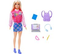 Barbie I Love School Doll & Accessories Toy Set 7 Pieces Include Backpack Laptop & More Blonde Fashion Doll Wears Removable Look