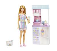 Barbie Ice Cream Shop Playset with 12 in Blonde Doll, Black & Baby Doctor Plays