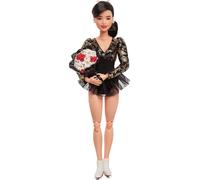 Barbie Inspiring Women Doll, Kristi Yamaguchi Collectible in 1992 Winter Olympics Costume, Sparkly Black and Gold Leotard and White Skates
