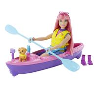 Barbie It Takes Two Camping Playset with Daisy Doll (Curvy with Pink Hair, 11.5 in), Pet Puppy, Kayak & Camping Accessories, Gift for 3 to 7 Year Olds, HDF75