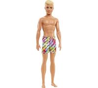 Barbie Ken Beach Doll with Blond Hair Dressed in Colorful Los Angeles-Print Swim Trunks