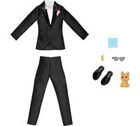 Barbie Ken Doll Wedding Clothing Set - Tuxedo, Accessories, Pet Puppy - Pink, Solid - 11.5-inch - Ken Doll Clothing