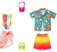 Barbie Accessories 2-Pack Fashions Set - Barbie & Ken Swimsuits, Sarong, Visor, Shirt, Shoes