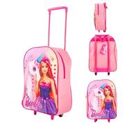 Barbie Kids Trolley Bag - Lightweight Luggage Cabin Bag with Wheels & Telescopic Handle - Ideal for Travel, Holidays & School Trips