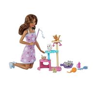 Barbie Kitty Condo Doll and Pets Playset with Barbie Doll (Brunette), 1 Cat, 4 Kittens, Cat Tree & Accessories