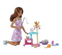Barbie Kitty Condo Doll and Pets Playset with Barbie Doll (Brunette), 1 Cat, 4 Kittens, Cat Tree & Accessories