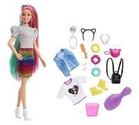 Barbie Leopard Rainbow Hair Doll With Colour Change Hair, 16 Accessories