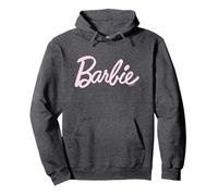 Barbie - Light Pink Barbie Logo Pullover Hoodie, Adult Unisex, Dark Heather Grey, X-Large
