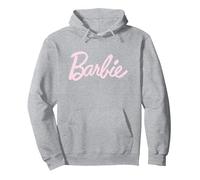 Barbie - Light Pink Barbie Logo Pullover Hoodie, Adult Unisex, Heather Grey, Large