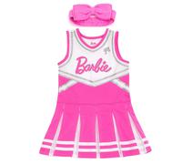 Barbie Little Girls Cheerleader Dress and Bow Outfit Set Pink/White 5