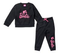 Barbie Little Girls French Terry Sweatshirt and Jogger Pants Set Black 5