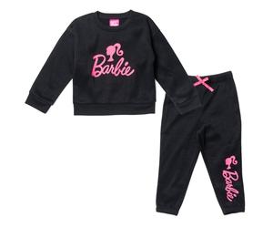Barbie Little Girls French Terry Sweatshirt and Jogger Pants Set Black 5