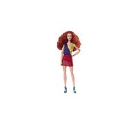 Barbie Looks Doll with Curly Red Hair Dressed in Color Block Top and Glossy Pleather Skirt Posable Made to Move Body