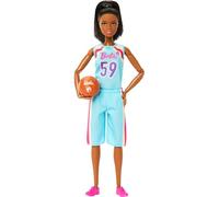 Barbie Made to Move Doll & Accessories, Brunette Basketball Player Wearing Removable Uniform with Ball, 22 Bendable Joints, HKT74