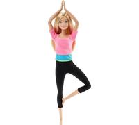 Barbie Made To Move Doll, Ultra-Posable, 22 Points To Bend, Black Leggings, Color-Blocked Top, Long Blond Hair, DHL82
