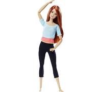 Barbie Made To Move Doll, Ultra-Posable, 22 Points To Bend, Black Leggings, Light Blue Top, DPP74
