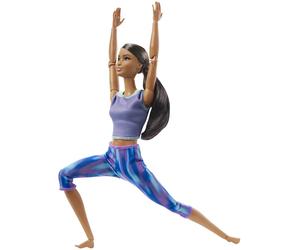 Barbie Made to Move Doll with 22 Flexible Joints & Curly Brunette Ponytail Wearing Athleisure-wear for Kids 3 to 7 Years Old