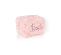 Barbie Womens Fluffy Makeup Bag | Ladies All Over Fur with Embroidered Logo in Pink | Classic Logo Zip Cosmetic Storage Bag Doll Apparel Container with Ample Storage | Movie Film Toy Merchandise Gift