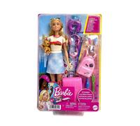 Barbie Malibu Doll and Puppy Travel Set 10+ Pieces Mattel HJY18