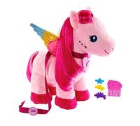Barbie Mattel A Touch of Magic Stuffed Animals, Walk & Flutter Pegasus Plush, 11-inch Walking Plushie with Hair Accessories and Sound Feature, HPJ50