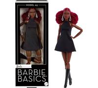 Barbie Mattel Basics Model 03 Collector Doll with Red Curly Hair, Black Mini Dress & Boots, Universal-fit Fashions, Posable Tall Body & Swappable Doll Head, JBH75