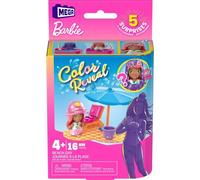 Barbie Mega Bloks HHP88 Color Reveal-Beach Day Micro Doll, Multi-Colour