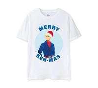 Barbie Mens White Ken Merry Kenmas Short Sleeved T-Shirt - Small
