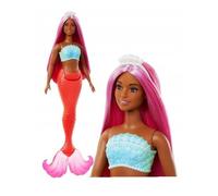 Barbie Mermaid Doll with Magenta Fantasy Hair and Headband Accessory, Curvy Body Type with Shell-Inspired Bodice and Tropical Red Tail, HRR04
