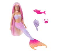 Barbie Mermaid Doll, “Malibu” with Pink Hair, Styling Accessories, Pet Dolphin a