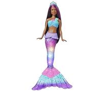 Barbie Mermaid Doll with Water-Activated Twinkle Light-Up Tail Age 3+, Barbie Dreamtopia Mermaid Toys, Purple-Streaked Hair, HDJ37