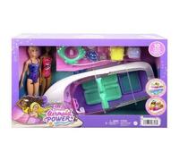 Barbie Mermaid Power Boat Playset and includes 2 Dolls life jackets Hat, Glasses