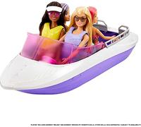Barbie Mermaid Power Playset with 2 Barbie Dolls & 18-inch Floating Boat with See-Through Bottom, 4 Seats & Accessories, Toy for 3 Year Olds & Up, HJK58