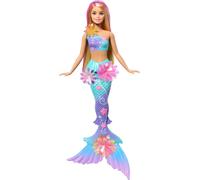 Barbie Mermaid Toy Dolls with Surprise Magic Blooming Flowers Feature, Ombre Tails, Pearl Headband Accessory & Long Blonde Hair with Pink Highlights, JDM72