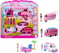 Barbie Mini Barbie Land 4-Pack Doll & Toy Vehicle Set with 4 1.5-Inch Dolls & 4