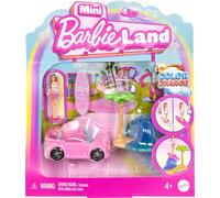 Barbie Mini BarbieLand Doll & Toy Vehicle Set, 1.5-inch Barbie Doll & Beach Convertible with Color-Change, Plus Beach Accessory, JCR35