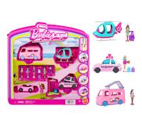 Barbie Mini Land 4-Pack, Set with 4 1.5-inch Mini Dolls, 4 Toy Vehicles & Themed Accessories, Includes DreamCamper