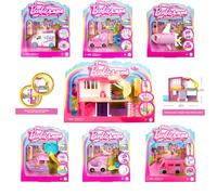 Barbie Mini Land Playsets Doll & Toy Vehicle Sets Bargain Bundles - (7 Piece Bundle)