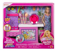 Barbie Mysteries: Beach Detectives Malibu Doll & Cotton Candy Game Booth Playset with 20 Accessories Including Prizes