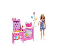 Barbie Mysteries: Beach Detectives Malibu” Doll & Cotton Candy Game Booth Playset with 20 Accessories Including Prizes, JFV67