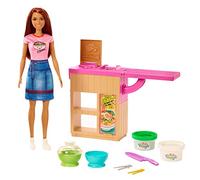 BARBIE YOU CAN BE ANYTHING DOUGH NOODLE MAKER BRUNETTE DOLL AND PLAYSET GHK44