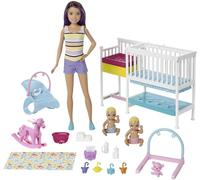 Barbie Nursery Playset with Skipper Babysitters Inc. Doll, 2 Baby Dolls, Crib and 10+ Pieces of Working Baby Gear and Themed Toys, Gift Set for 3 to 7 Year Olds, GFL38