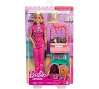 Barbie Baby Doctor Doll with Blonde Fashion Doll Wearing Pink Scrubs, 1 Baby Doll with Baby Accessories & Furniture, JCR72