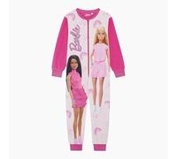Barbie Official Girls Fleece Onesie Sleepsuit, All in One Cosy Loungewear Pyjamas, Pink, Age 5-6 Years