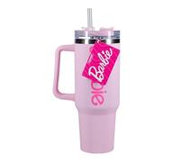 Barbie Official Licensed Pink Logo H2O Bottle, Stainless Steel Vacuum Insulated Tumbler with Lid and Straw for Water, Iced Tea or Coffee | Paladone