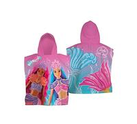 Barbie Official Mermaid Hooded Towel Poncho - Super Soft Changing Robe for Kids, Pool, Beach & Bath