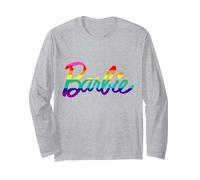Barbie Official Womens Rainbow Logo Long Sleeve T-Shirt, Adult Unisex, Heather Grey, Medium