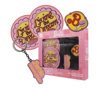 Barbie Officially Licensed Gift Set - Pin Badge, Keyring & Coaster In Pink Pink