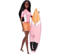 Barbie Olympic Games Tokyo 2020 Surfer Doll with Surf Uniform, Tokyo 2020 Jacket, Medal, Tokyo 2020 Surfboard with Fins for Ages 3 and Up