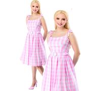 Barbie Perfect Day Costume Adults Licensed Fancy Dress Outfit Checked Dress